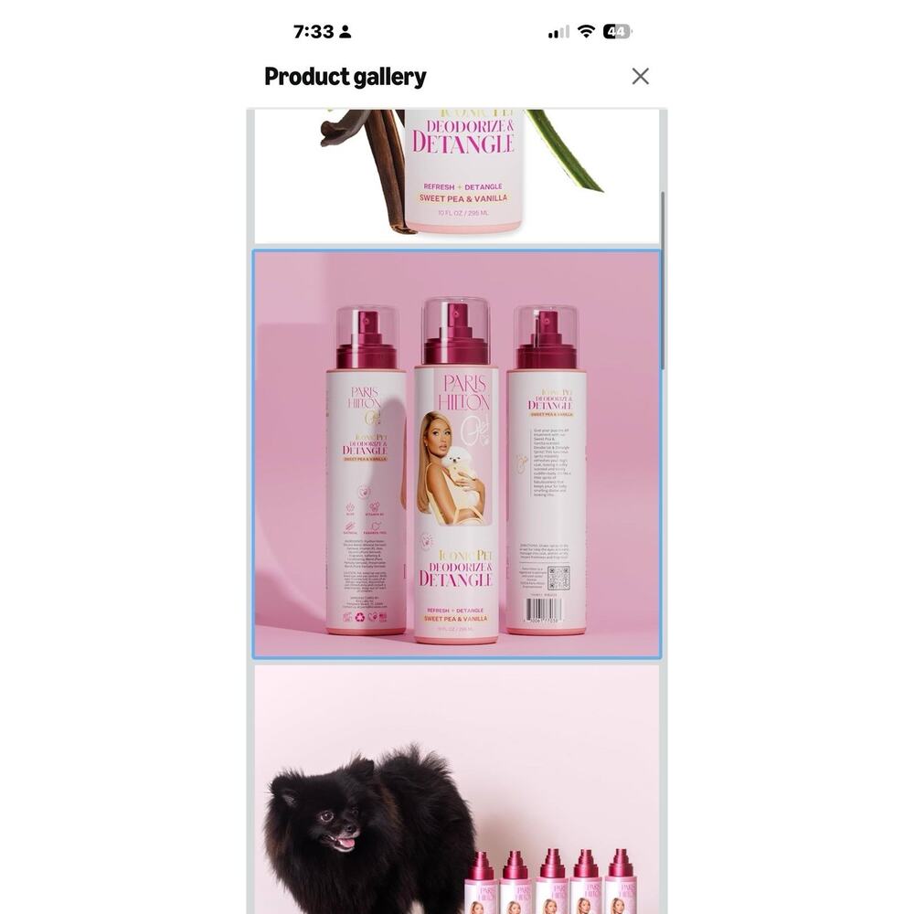 Paris Hilton Iconic Pet Perfume-Detangler Spray 10fl Oz, Scent Deodorizer!